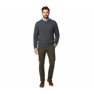 Fossil Men's Fisherman Knit Sweater Grey Wool Textured Crewneck Men M